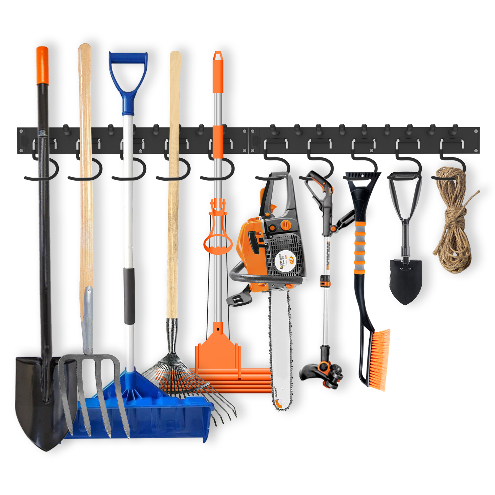 Garage Hooks Tool Organizer Wall Mount, 64 Inch Adjustable Storage